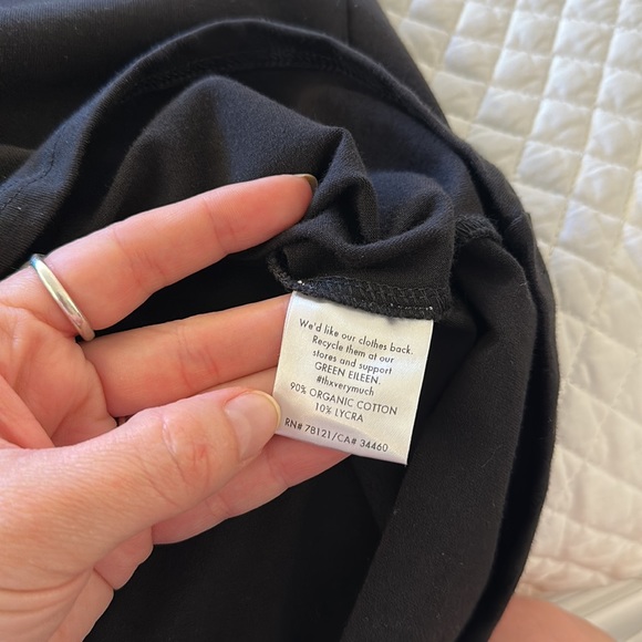 Eileen Fisher cotton v neck MIDI Dress in Black medium - Picture 5 of 6